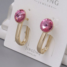 Сережки XР зі Swarovski. Мед. золото 18К. Довжина: 21 мм. Ширина: 9 мм.