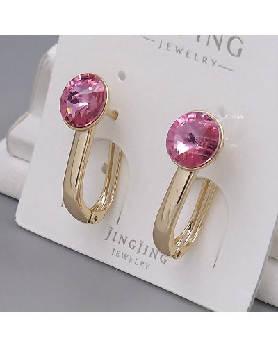 Сережки XР зі Swarovski. Мед. золото 18К. Довжина: 21 мм. Ширина: 9 мм.