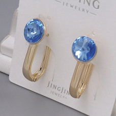 Сережки XР зі Swarovski. Мед. золото 18К. Довжина: 21 мм. Ширина: 9 мм.