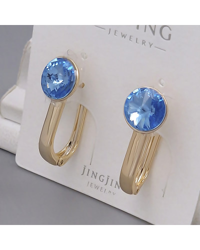 Сережки XР зі Swarovski. Мед. золото 18К. Довжина: 21 мм. Ширина: 9 мм.
