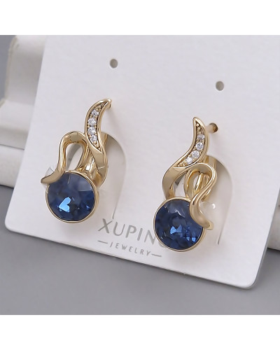 Сережки XР зі Swarovski. Мед. золото 18К. Довжина: 22 мм. Ширина: 9 мм.
