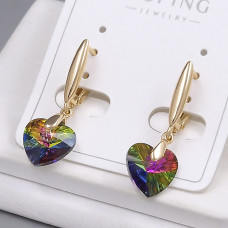 Сережки XР зі Swarovski. Мед. золото 18К. Довжина: 30 мм. Ширина: 10 мм.