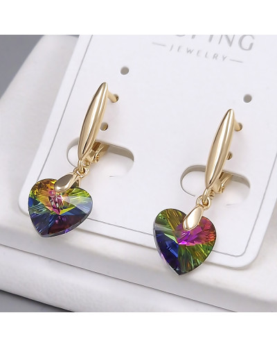 Сережки XР зі Swarovski. Мед. золото 18К. Довжина: 30 мм. Ширина: 10 мм.