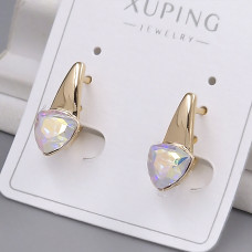 Сережки XР зі Swarovski бензинового кольору. Мед. золото 18К. Довжина: 18 мм. Ширина: 8 мм.