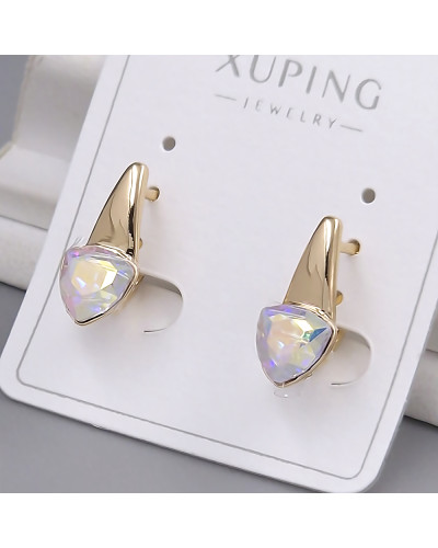 Сережки XР зі Swarovski бензинового кольору. Мед. золото 18К. Довжина: 18 мм. Ширина: 8 мм.