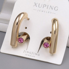 Сережки XР зі Swarovski. Мед. золото 18К. Довжина: 24 мм. Ширина: 9 мм.