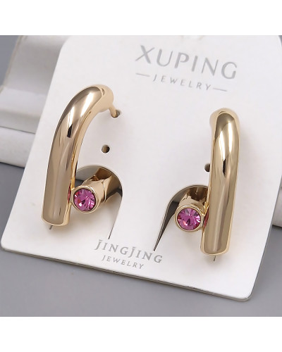 Сережки XР зі Swarovski. Мед. золото 18К. Довжина: 24 мм. Ширина: 9 мм.