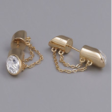Сережки XР зі Swarovski. Мед. золото 18К. Довжина: 27 мм. Ширина: 7 мм.