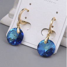 Сережки XР зі Swarovski. Мед. золото 18К. Довжина: 27 мм. Ширина: 12 мм.