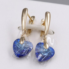 Сережки XР зі Swarovski. Мед. золото 18К. Довжина: 31 мм. Ширина: 10 мм.