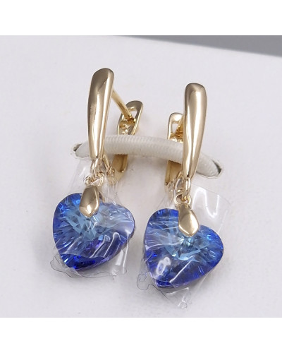 Сережки XР зі Swarovski. Мед. золото 18К. Довжина: 31 мм. Ширина: 10 мм.