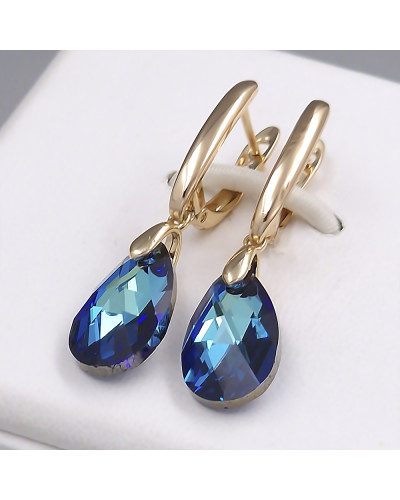 Сережки XР зі Swarovski. Мед. золото 18К. Довжина: 36 мм. Ширина: 9 мм.