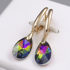 Сережки XР зі Swarovski. Мед. золото 18К. Довжина: 36 мм. Ширина: 9 мм.