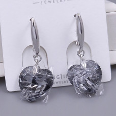 Сережки XР зі Swarovski. Мед. срібло. Довжина: 35 мм. Ширина: 13 мм.