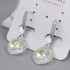 Сережки XР зі Swarovski бензинового кольору. Мед. срібло. Довжина: 36 мм. Ширина: 14 мм.