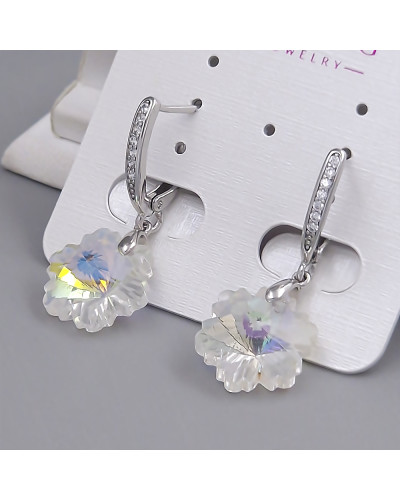 Сережки XР зі Swarovski бензинового кольору. Мед. срібло. Довжина: 36 мм. Ширина: 13 мм.