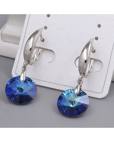 Сережки XР зі Swarovski. Мед. срібло. Довжина: 35 мм. Ширина: 13 мм.