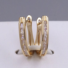 Сережки Xuping. Мед. золото 18К. Камені білого кольору. Довжина: 20 мм. Ширина: 4 мм.