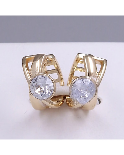 Сережки XР зі Swarovski білого кольору. Мед. золото 18К. Діаметр: 15 мм. Ширина: 8 мм.
