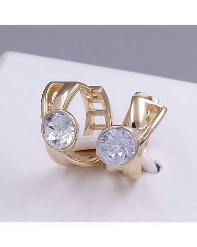 Сережки XР зі Swarovski білого кольору. Мед. золото 18К. Діаметр: 15 мм. Ширина: 8 мм.