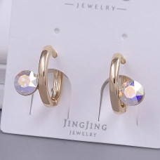 Сережки XР із Swarovski бензинового кольору. Мед. золото 18К. Діаметр: 15 мм. Ширина: 8 мм.